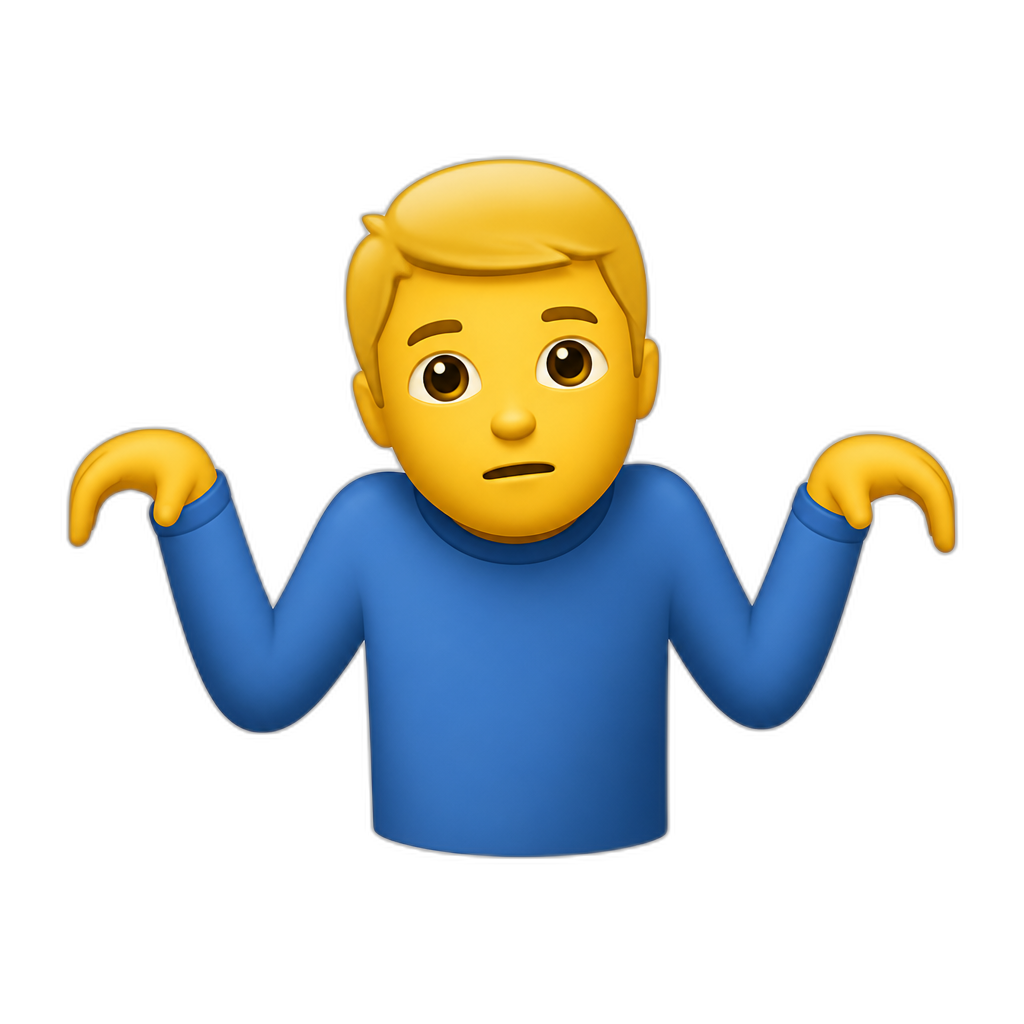 the shrug emoji, but hands curld downwards - AI generated emoji