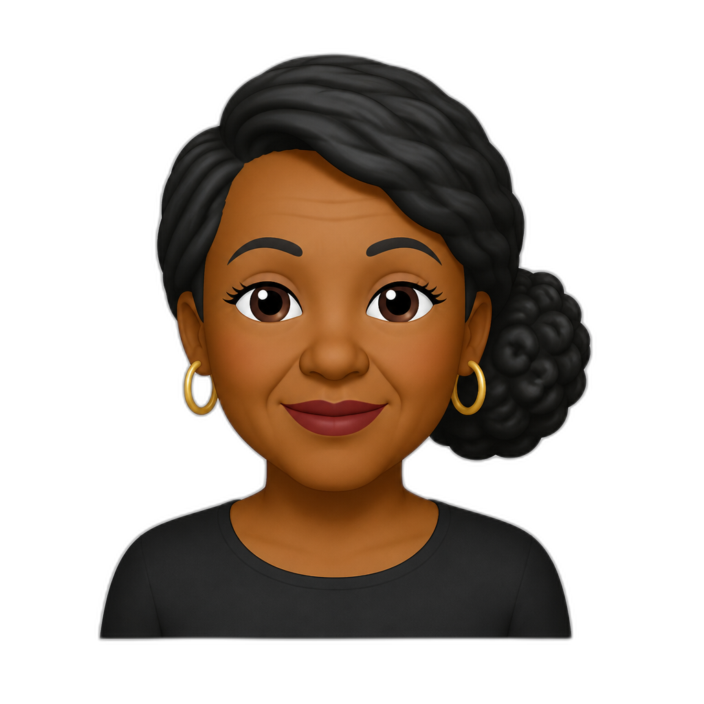 50 year old African American Woman with hair in side bun - AI generated emoji