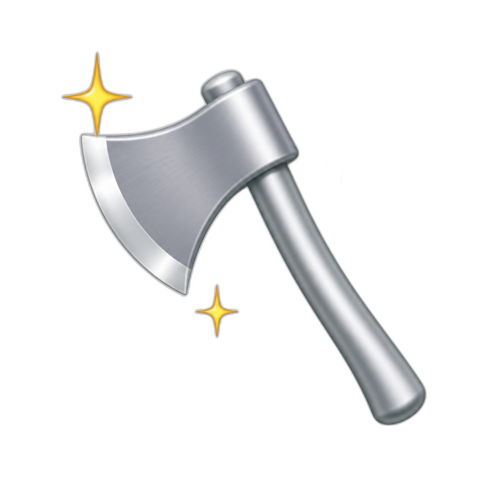 silver axe with sparkles - AI generated emoji