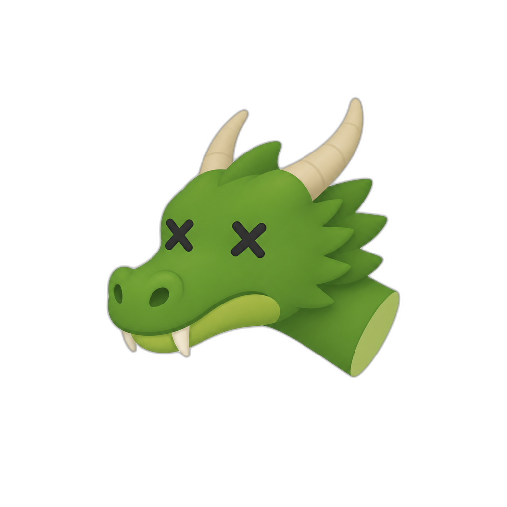 severed Dragon head with ×-shaped eyes. No blood. Minimal Noto-style, flat - AI generated emoji