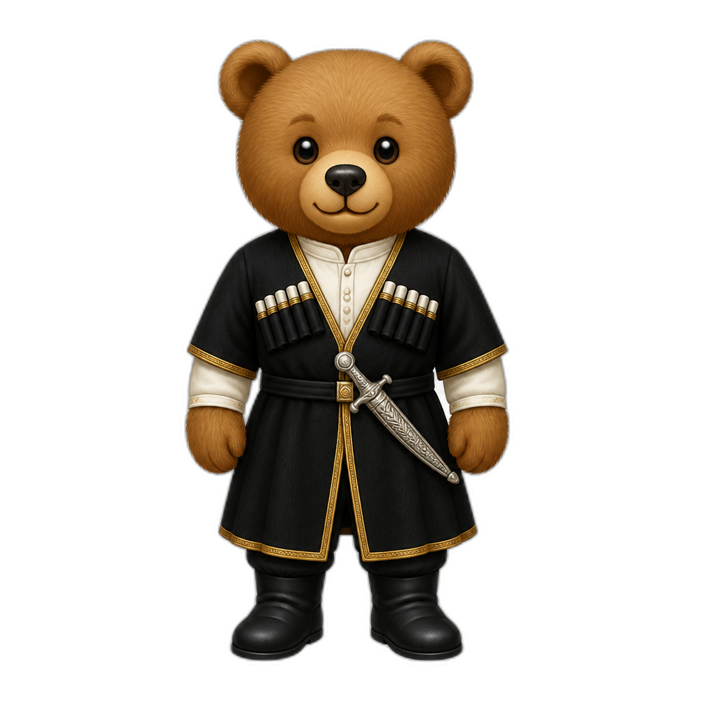 Create a Standing Teddy bear who is a Adjara (any fur color) - AI generated emoji