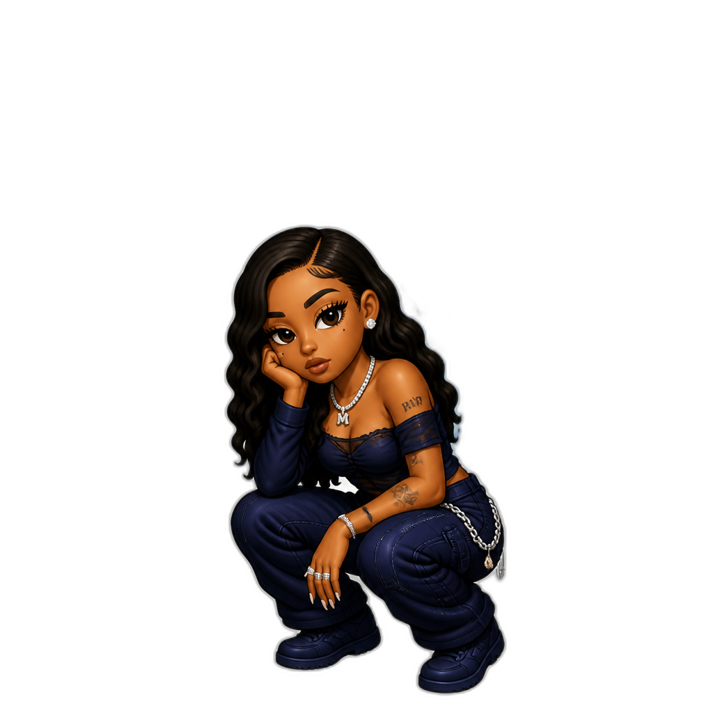 Mariah The Scientist as a Stand User, JJBA anime style, Stand named Burning Blue - AI generated emoji