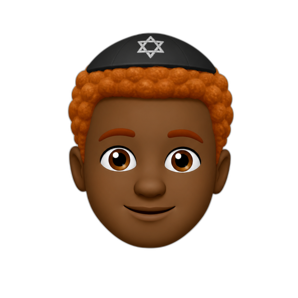 black guy with ginger hair and a jew hat - AI generated emoji