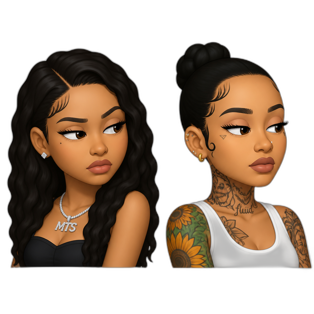 Mariah The Scientist looking at Kehlani saltilly - AI generated emoji