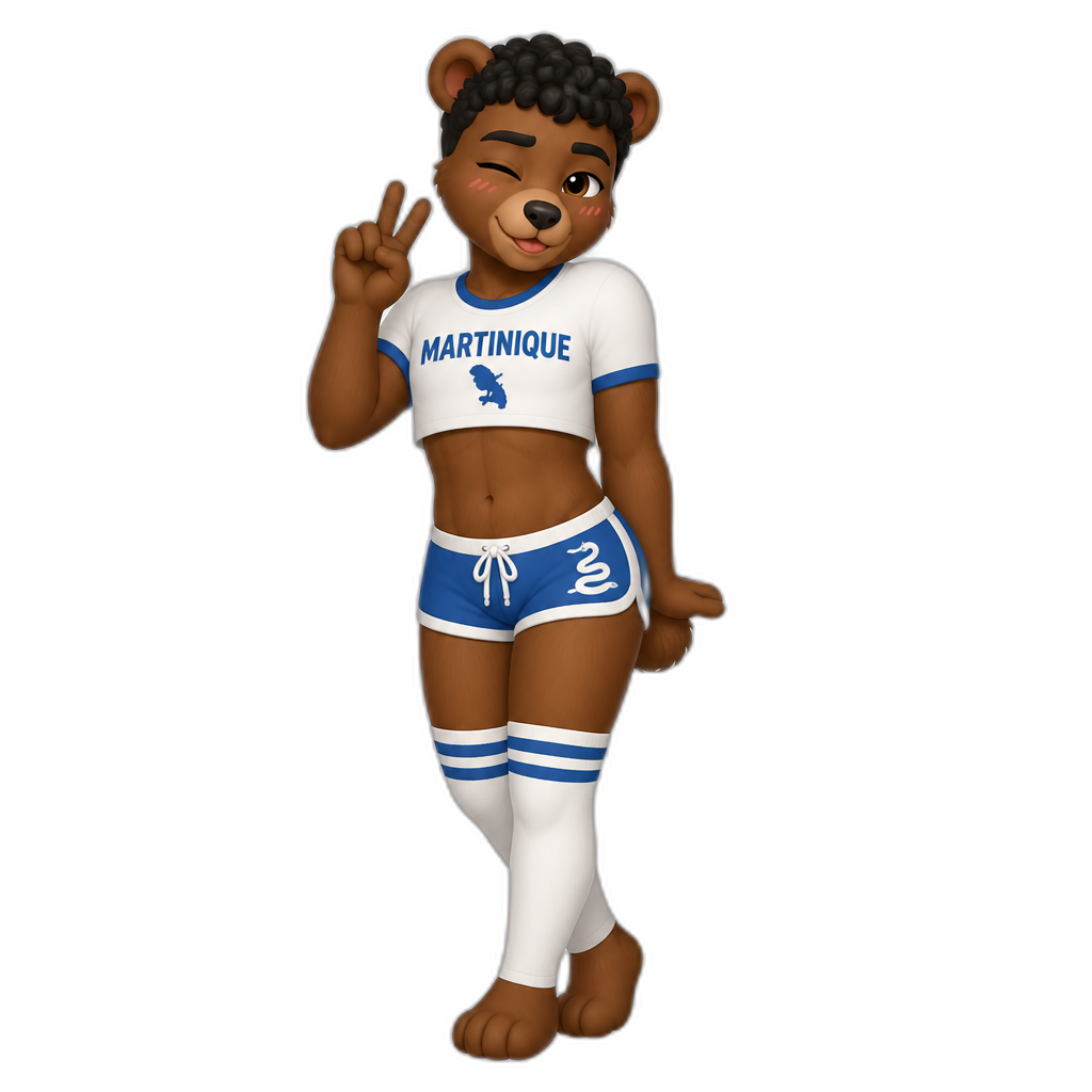stereotypical Martinique anthro Femboy Bear, full body - AI generated emoji