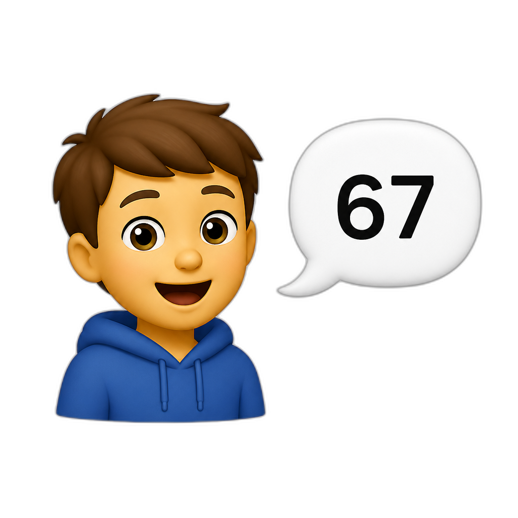 The boy says 67 - AI generated emoji