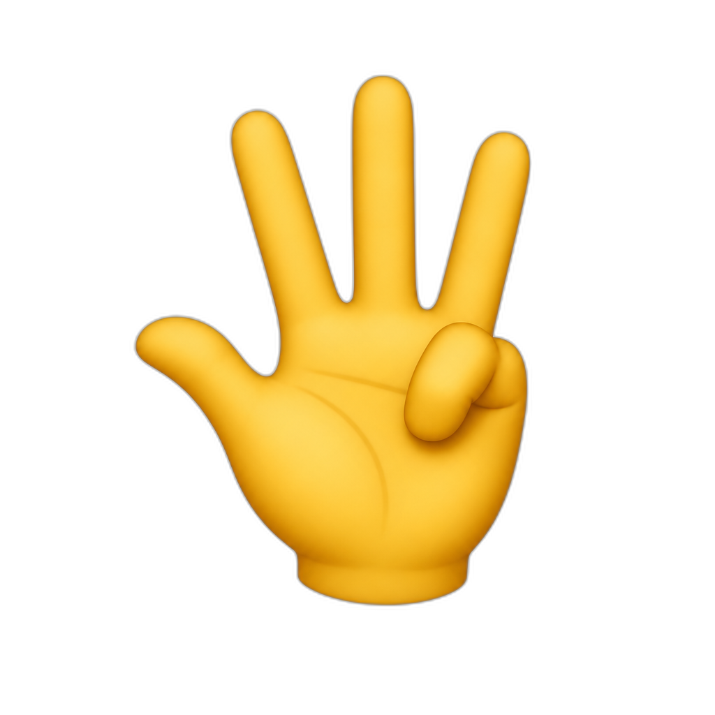 hand with thumb index vinger and middle vinger out - AI generated emoji