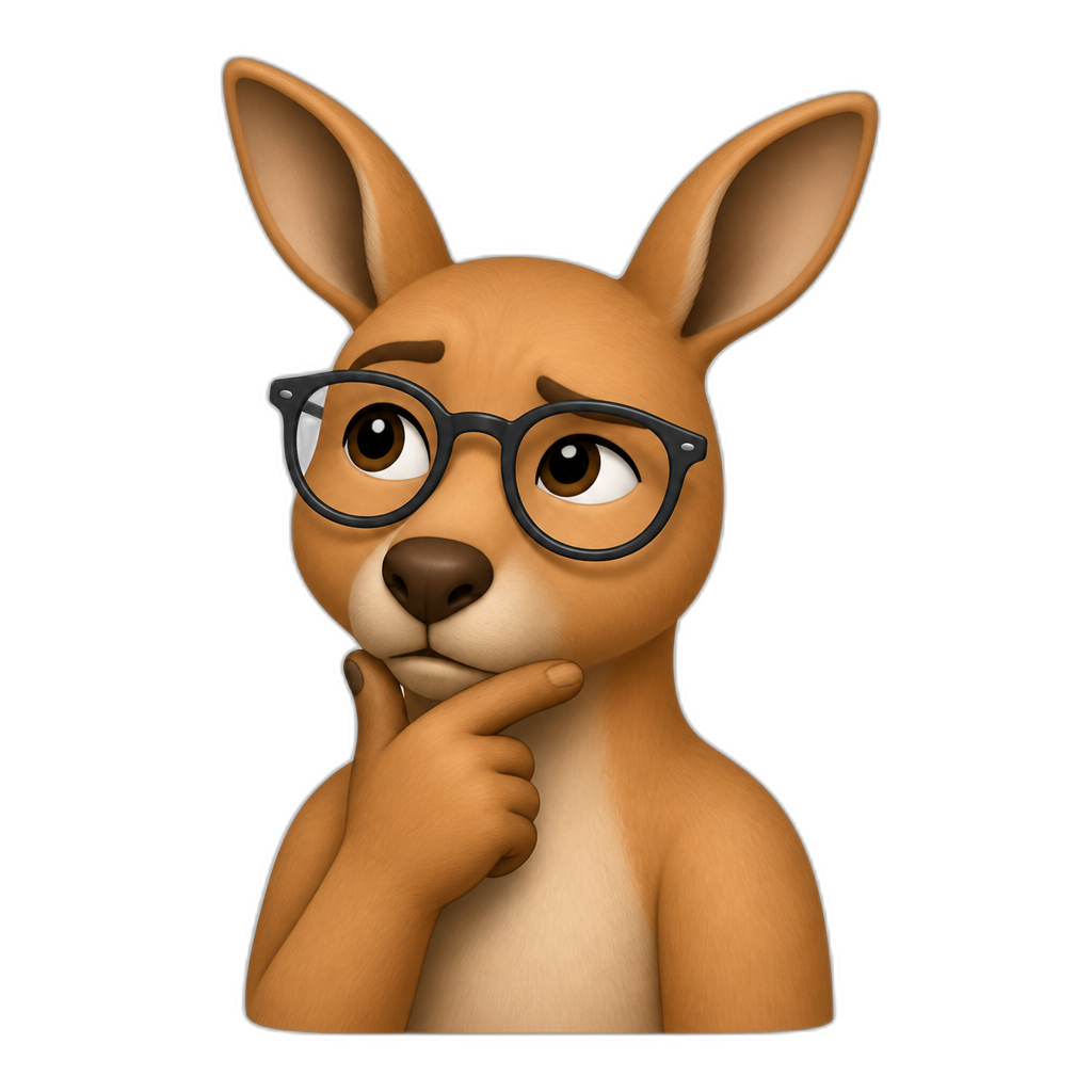 Thinking kangaroo with glasses - AI generated emoji