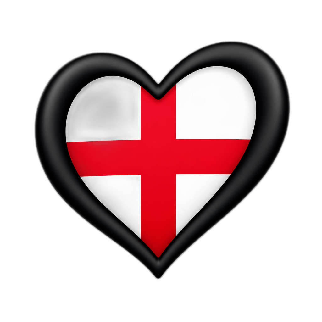 corazon de eurovision y en su interior la bandera de inglaterra en forma de corazon - AI generated emoji