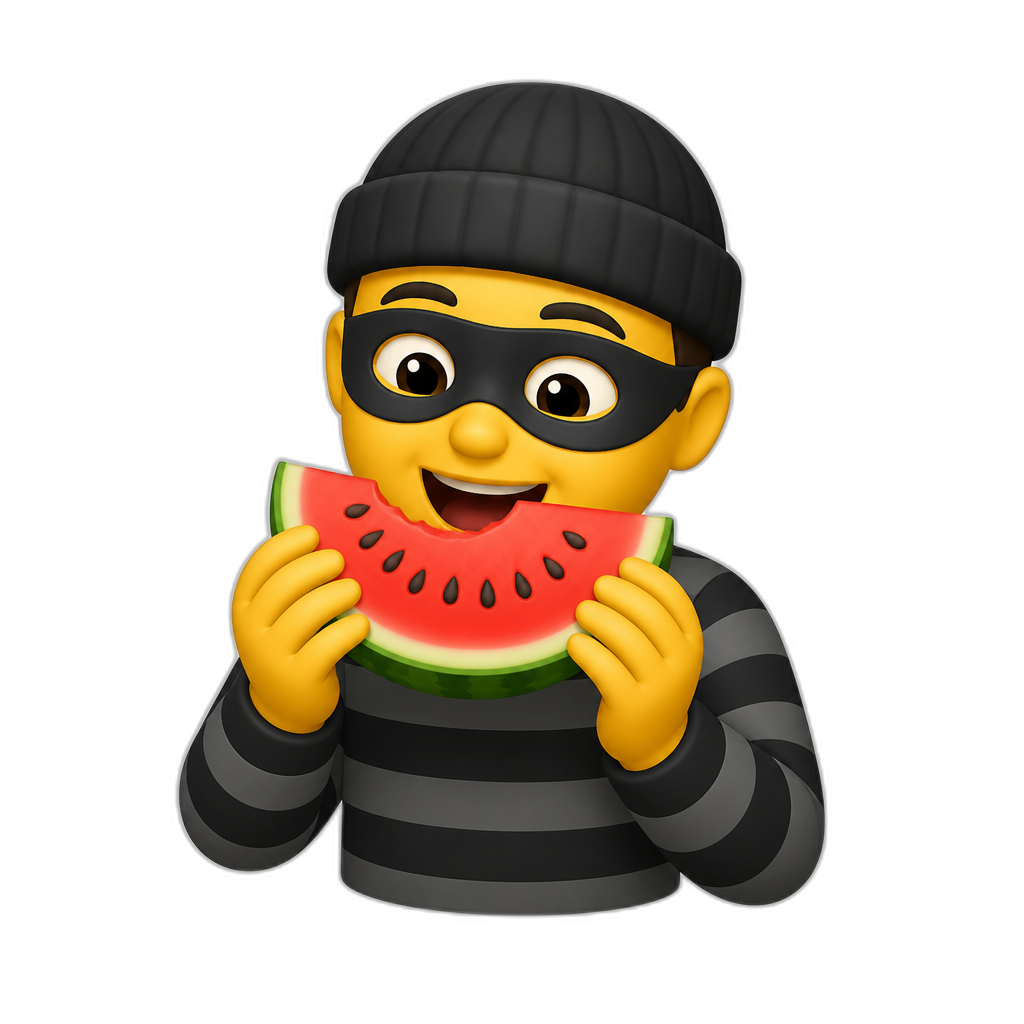 a thief eating watermelon - AI generated emoji