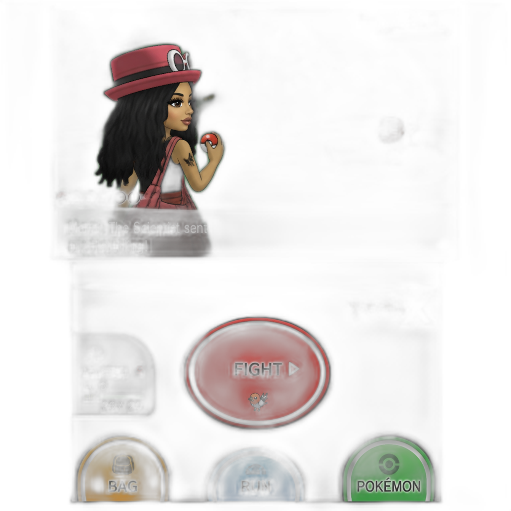 Mariah The Scientist as a Pokemon Trainer in Pokemon X, Nintendo 3DS, gameplay footage - AI generated emoji