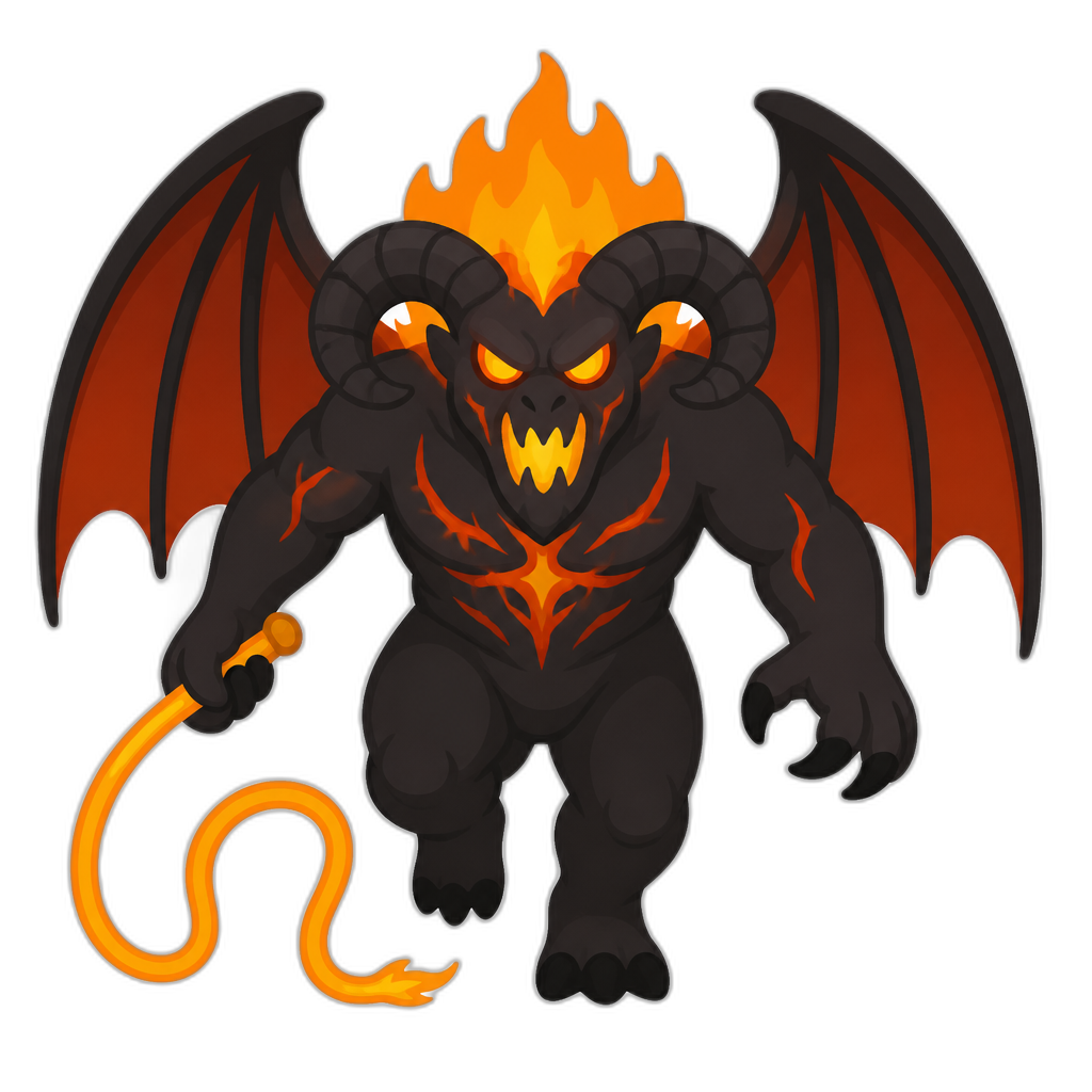 epic balrog; flat thick minimal style, vertical - AI generated emoji