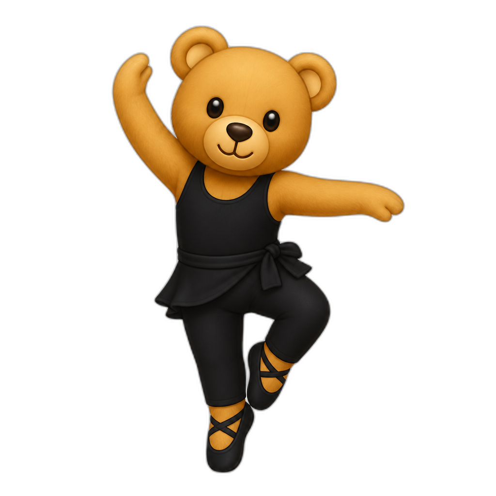 Create a standing Teddy bear who is a dancer. FULL body - AI generated emoji