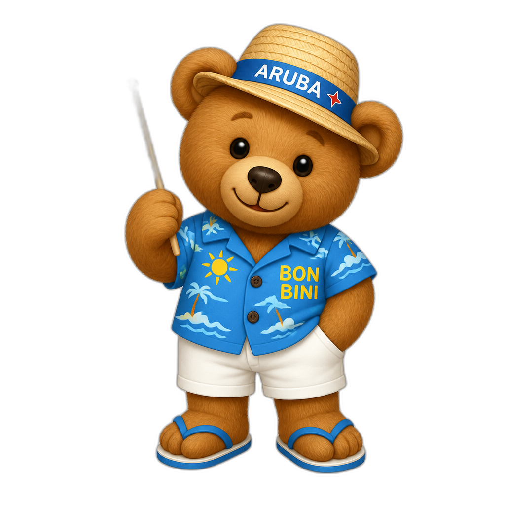 Create a any posing Teddy bear who is a stereotypical Aruban. any fur color - AI generated emoji