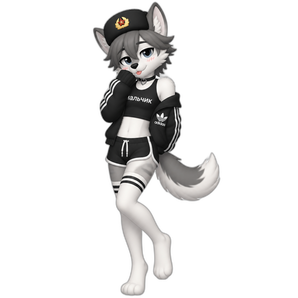 stereotypical Russian Femboy Anthro Furry, full body - AI generated emoji
