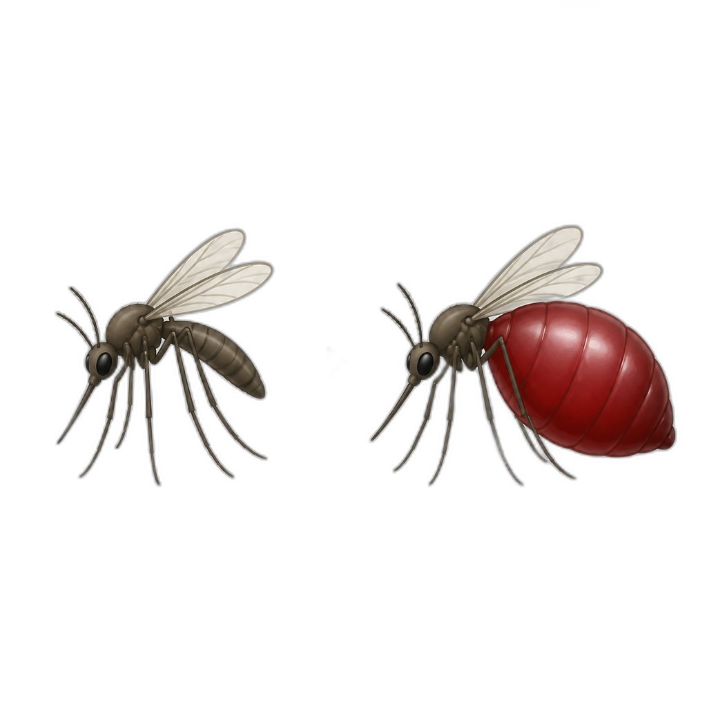 Mosquitoes abdomen inflates after drinking 234 pounds of human blood - AI generated emoji