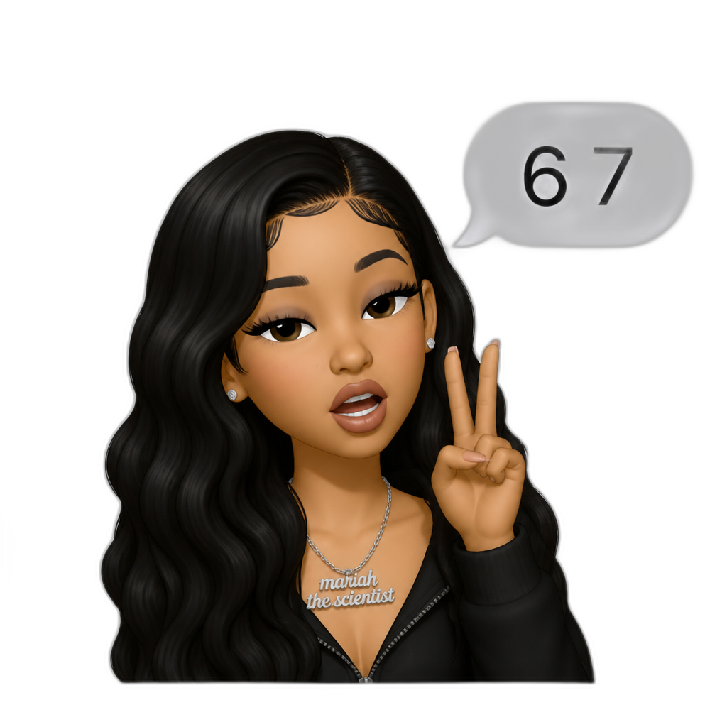 Mariah The Scientist saying 6 7 - AI generated emoji