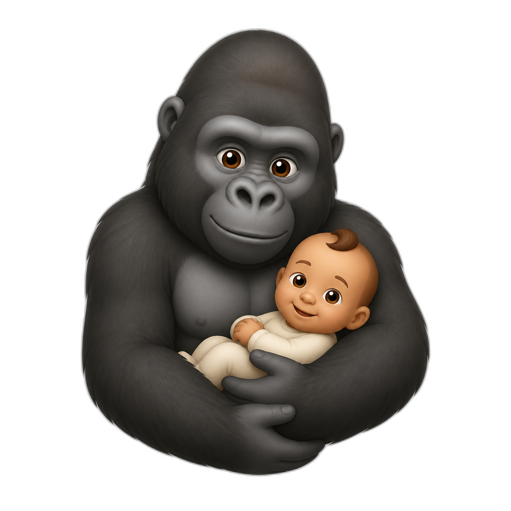 a gorrila holding a baby - AI generated emoji