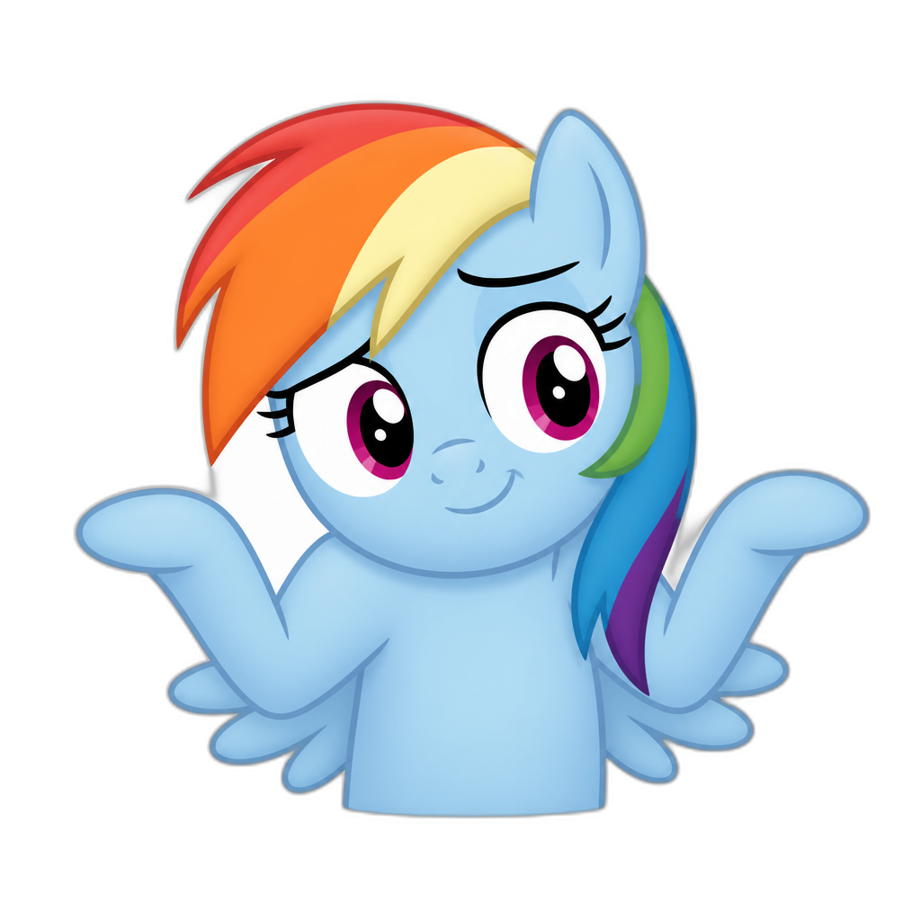 Rainbow Dash shrug meme - AI generated emoji