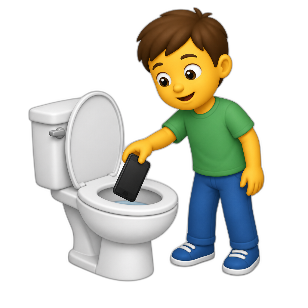 Child flushing a phone down the toilet - AI generated emoji
