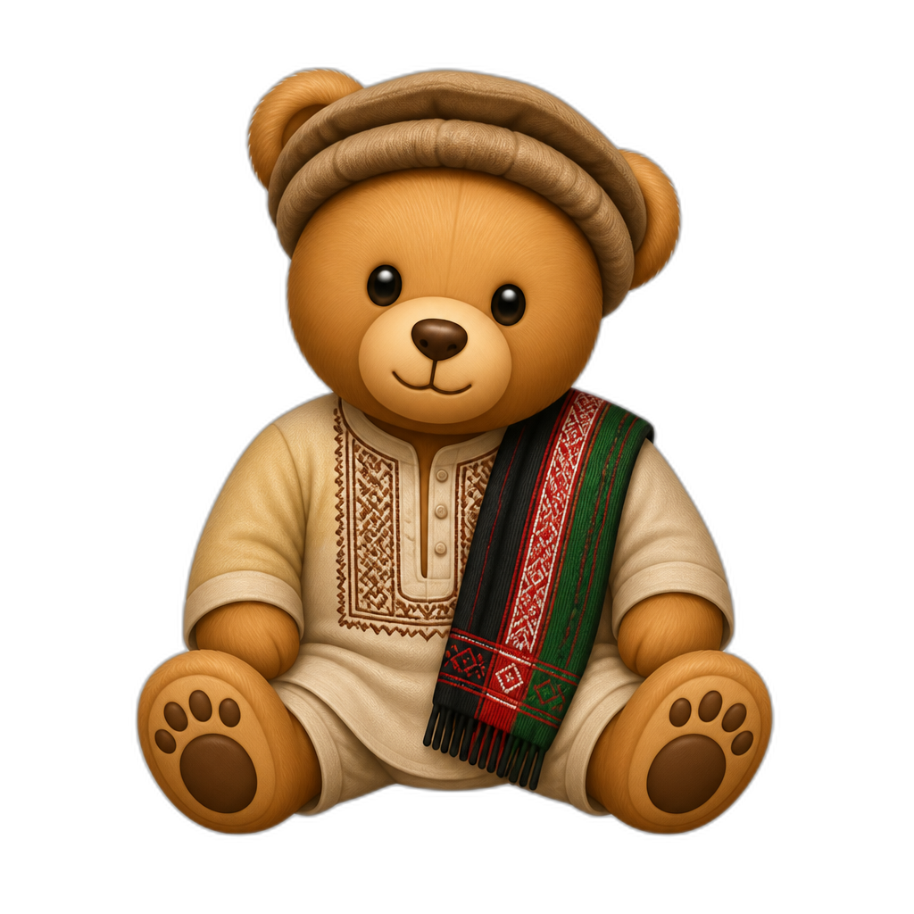 Create a Teddy bear who is a Afghani - AI generated emoji