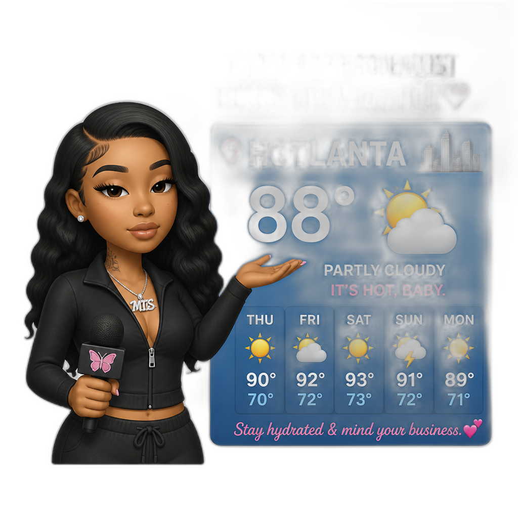 Mariah The Scientist doing the weather, Hotlanta - AI generated emoji