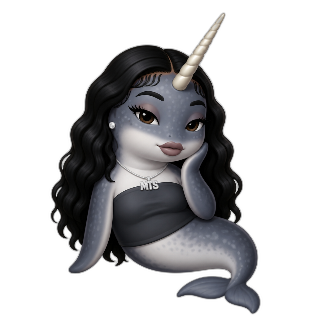 Mariah The Scientist as an anthro narwhal - AI generated emoji
