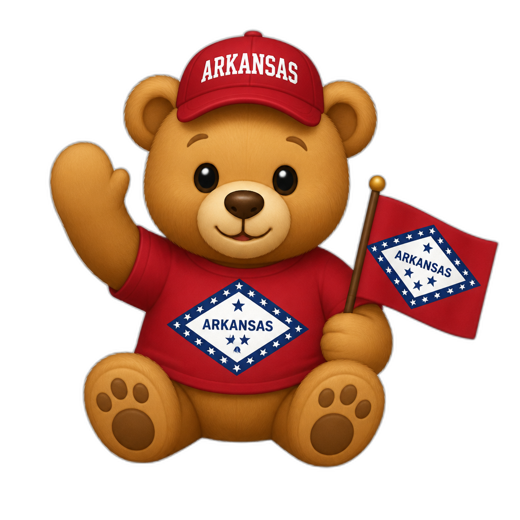 Create a Teddy bear who is a Arkansan - AI generated emoji