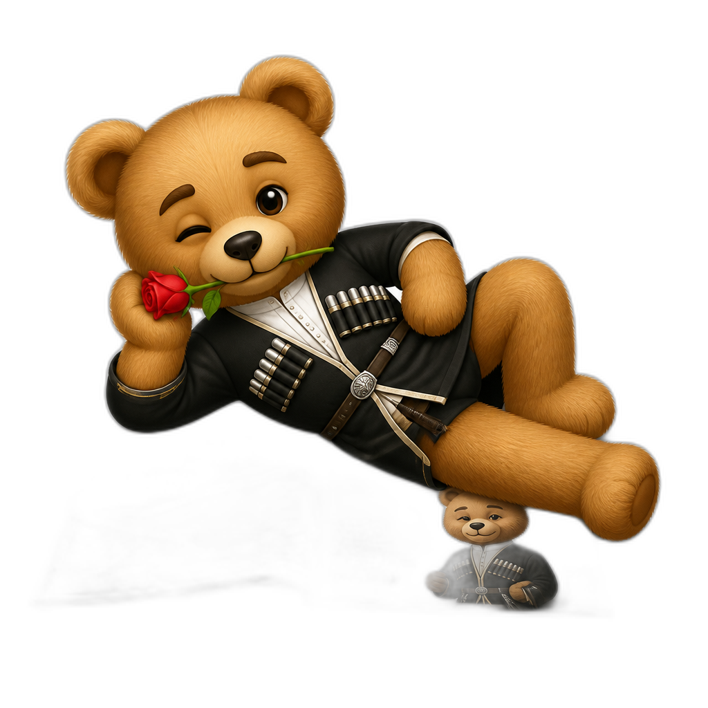Create a Teddy bear who is a flirty Агызмал Abkhazian on the magazine. any fur color - AI generated emoji