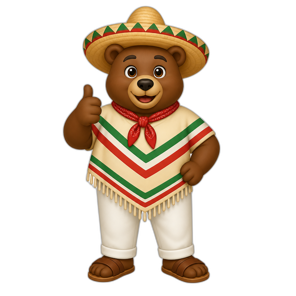 stereotypical Mexican anthro Bear, full body - AI generated emoji