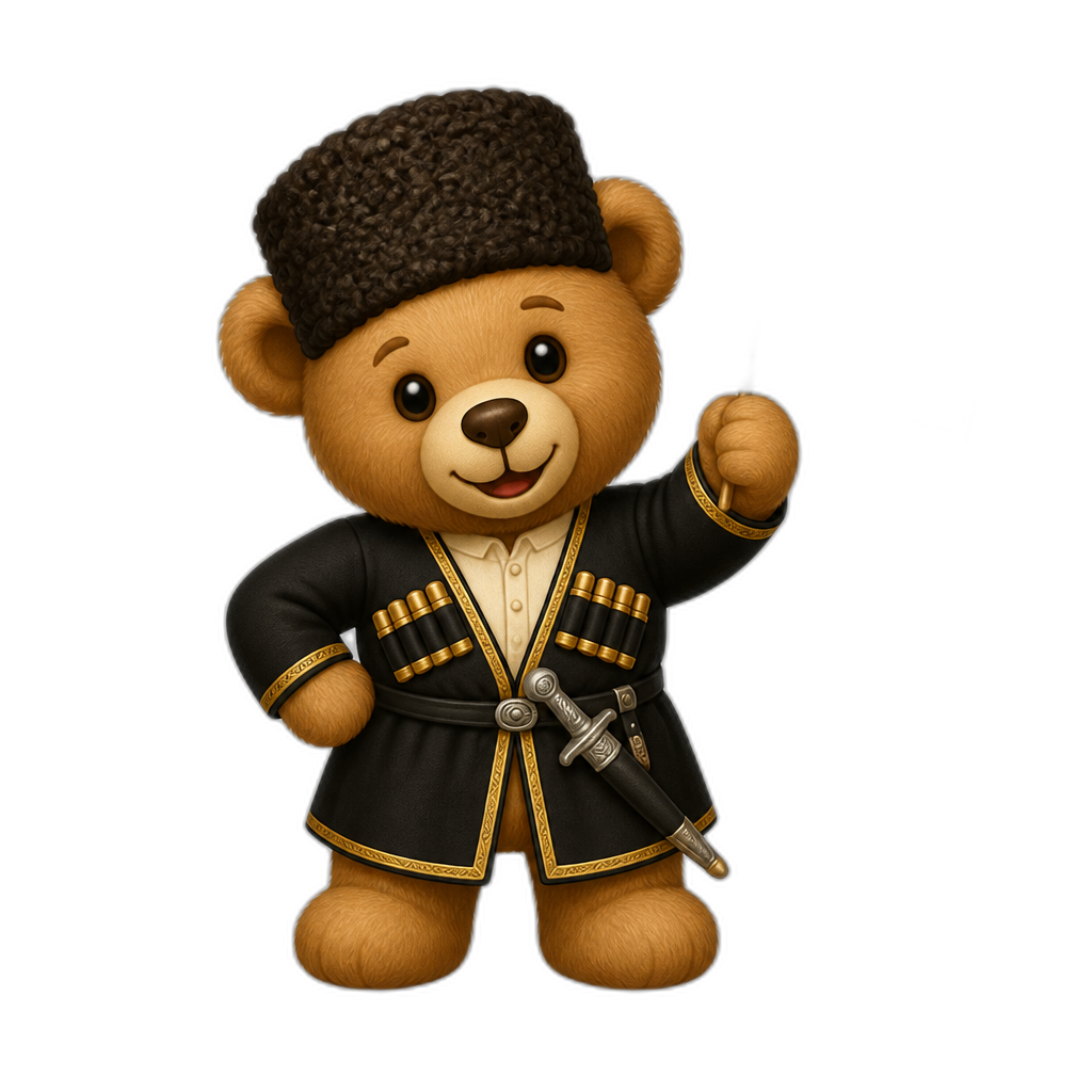 Create a any posing Teddy bear who is a stereotypical Azerbaijani. any fur color - AI generated emoji
