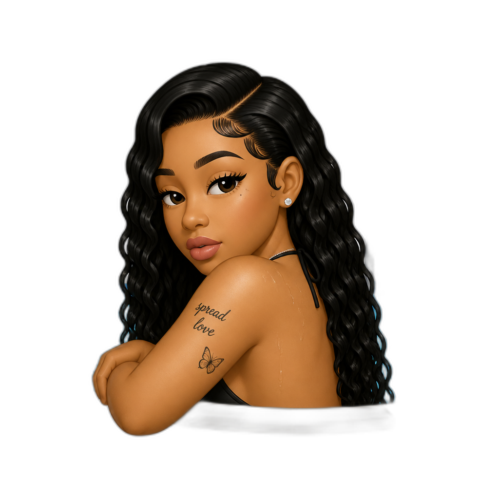 Mariah The Scientist, pool backdrop - AI generated emoji