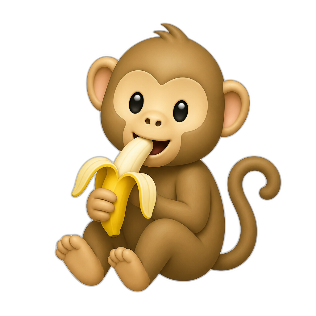 Monkey eat banana - AI generated emoji