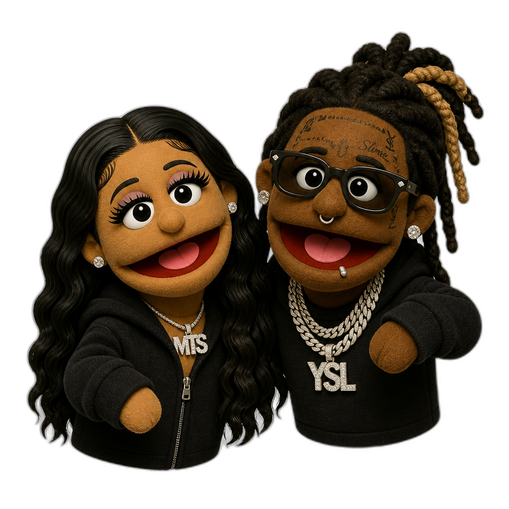 Mariah The Scientist and Young Thug puppets - AI generated emoji