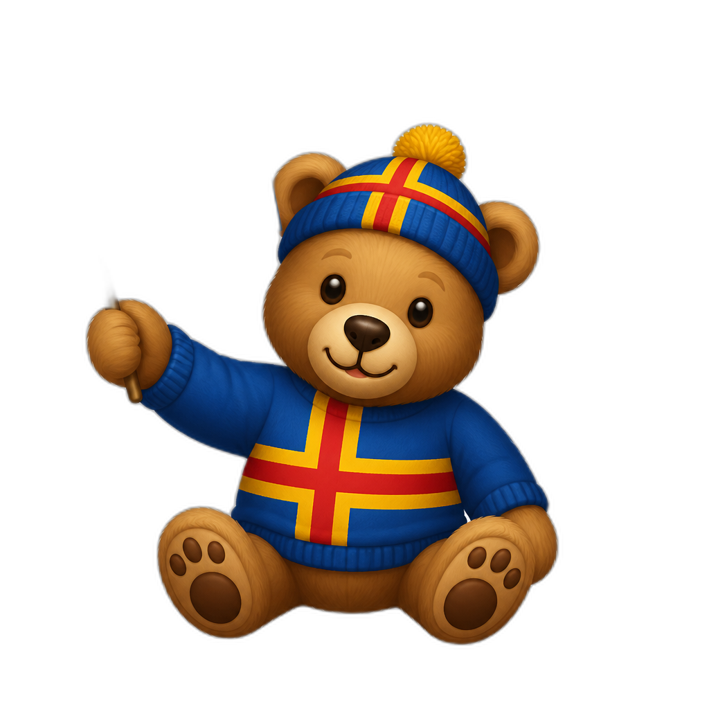 Create a any posing Teddy bear who is a stereotypical Aland Island. any fur color - AI generated emoji