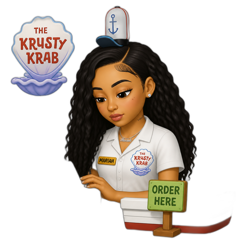 Mariah The Scientist working at The Krusty Krab - AI generated emoji