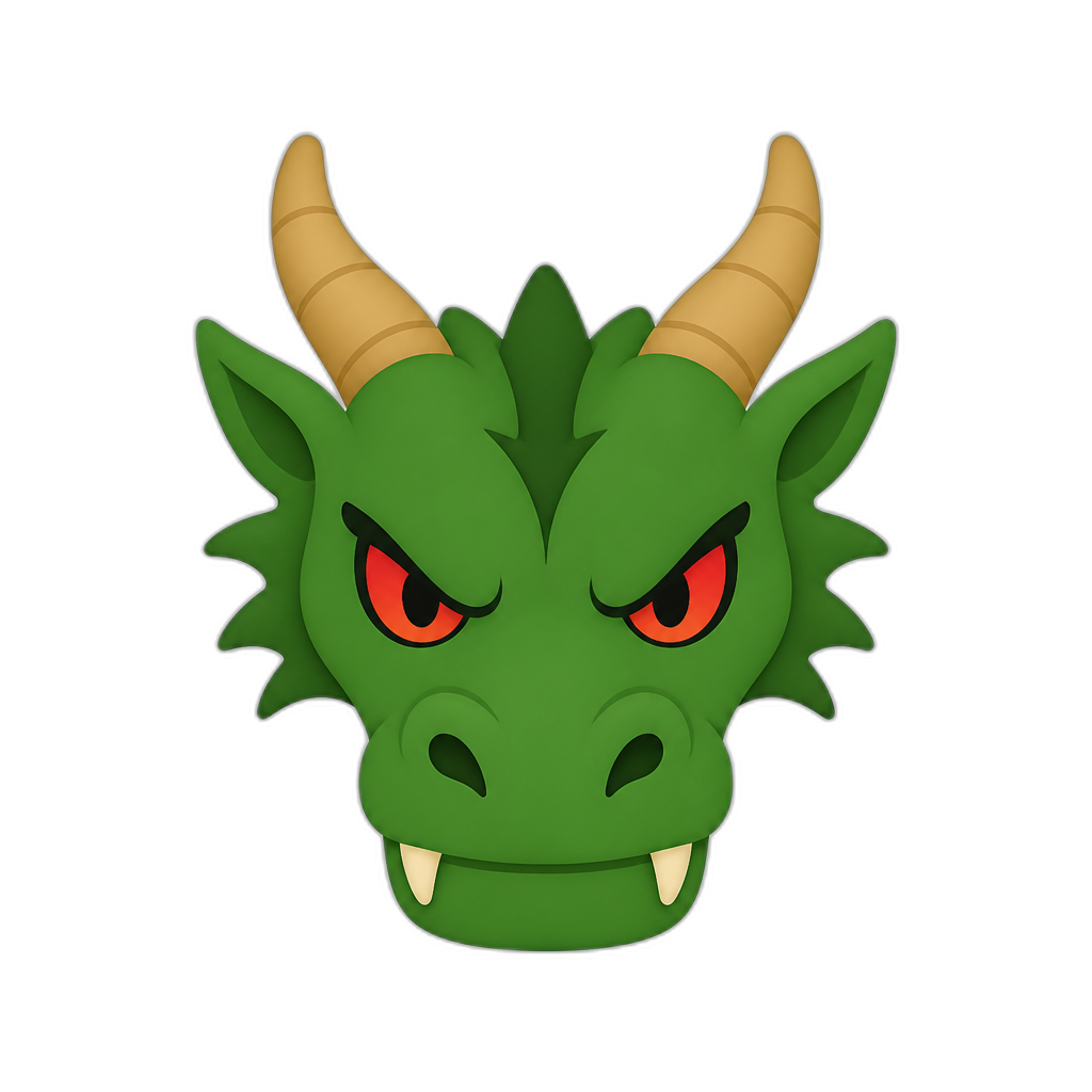 western dragon head, evil eyes, flat thick minimal - AI generated emoji