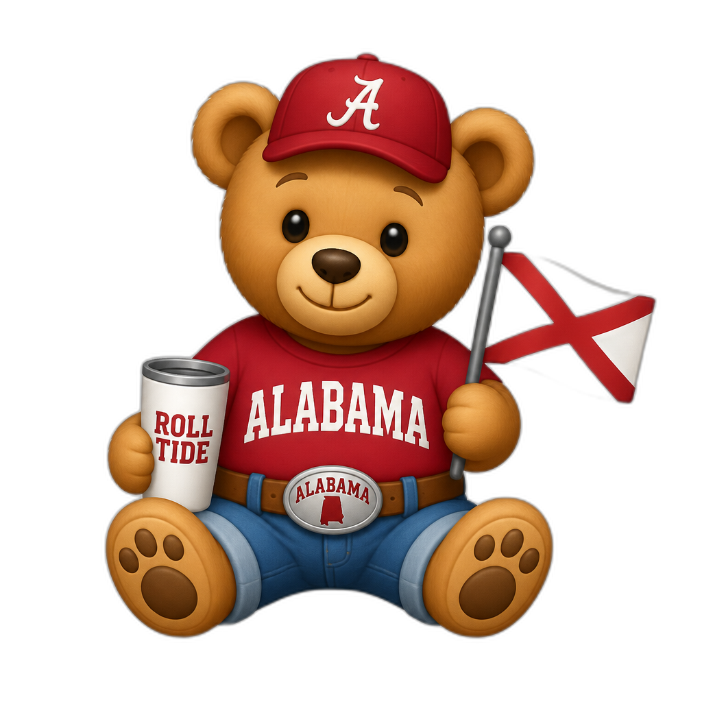 Create a Teddy bear who is a Alabamian - AI generated emoji