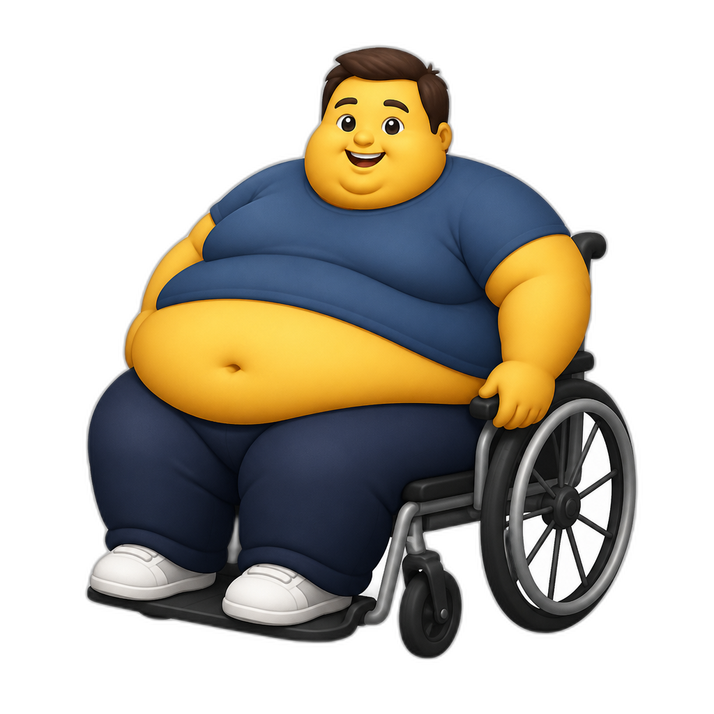 extremely overweight man in a wheelchir - AI generated emoji