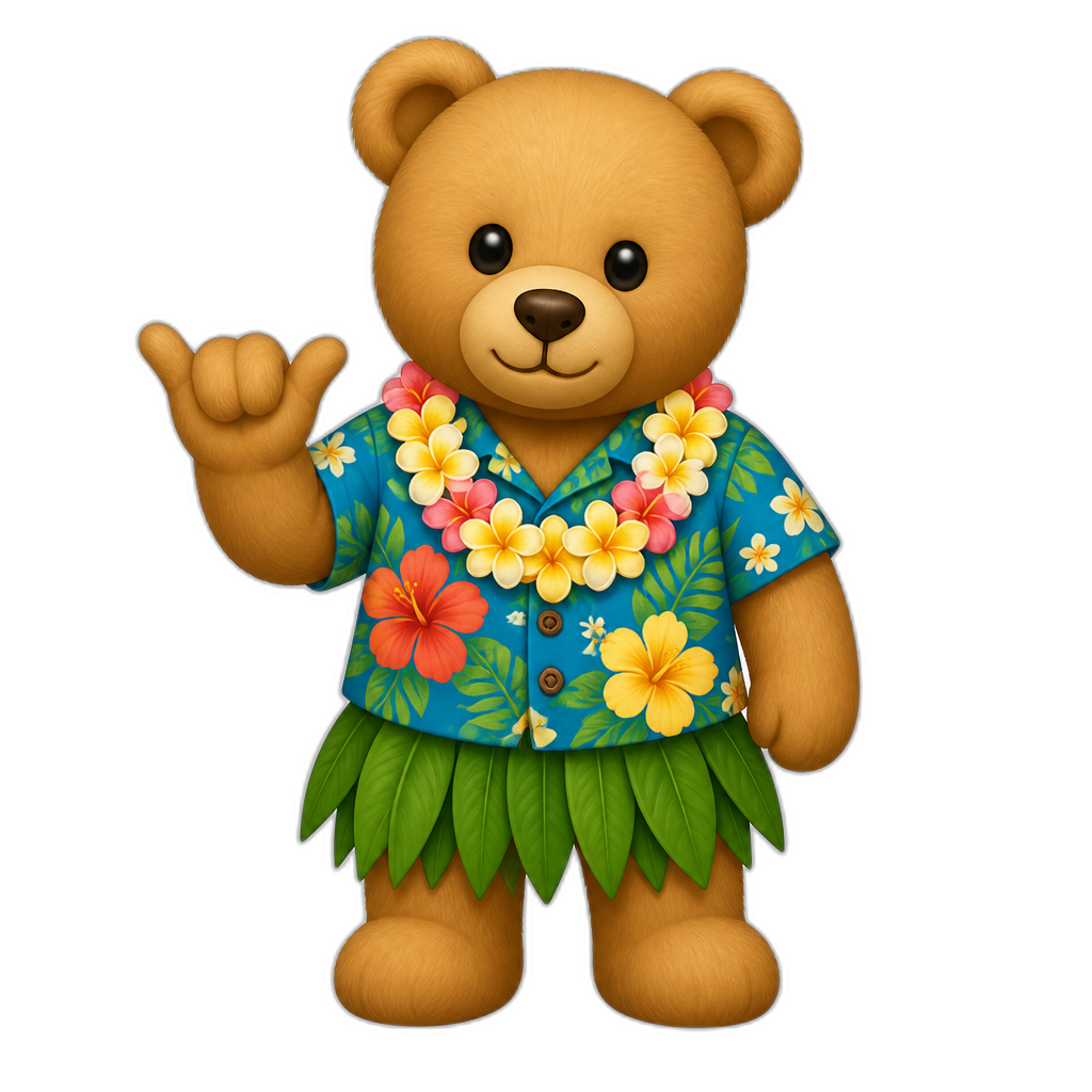 Create a Teddy bear who is a Hawaiian - AI generated emoji