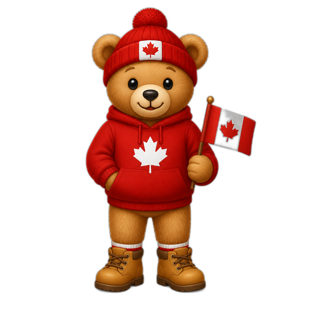 Create a standing Teddy bear who is a Canadian. FULL body - AI generated emoji