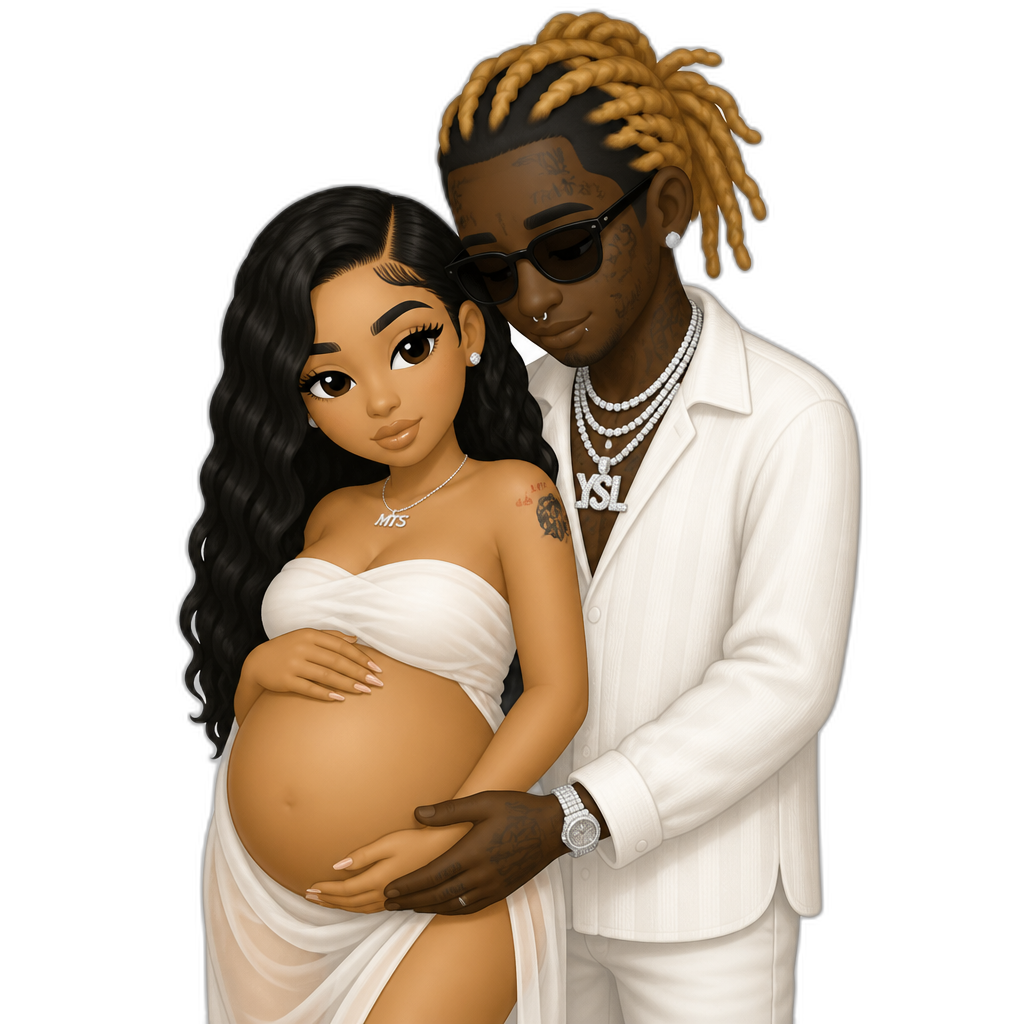 Mariah The Scientist and Young Thug in a pregnancy photoshoot - AI generated emoji