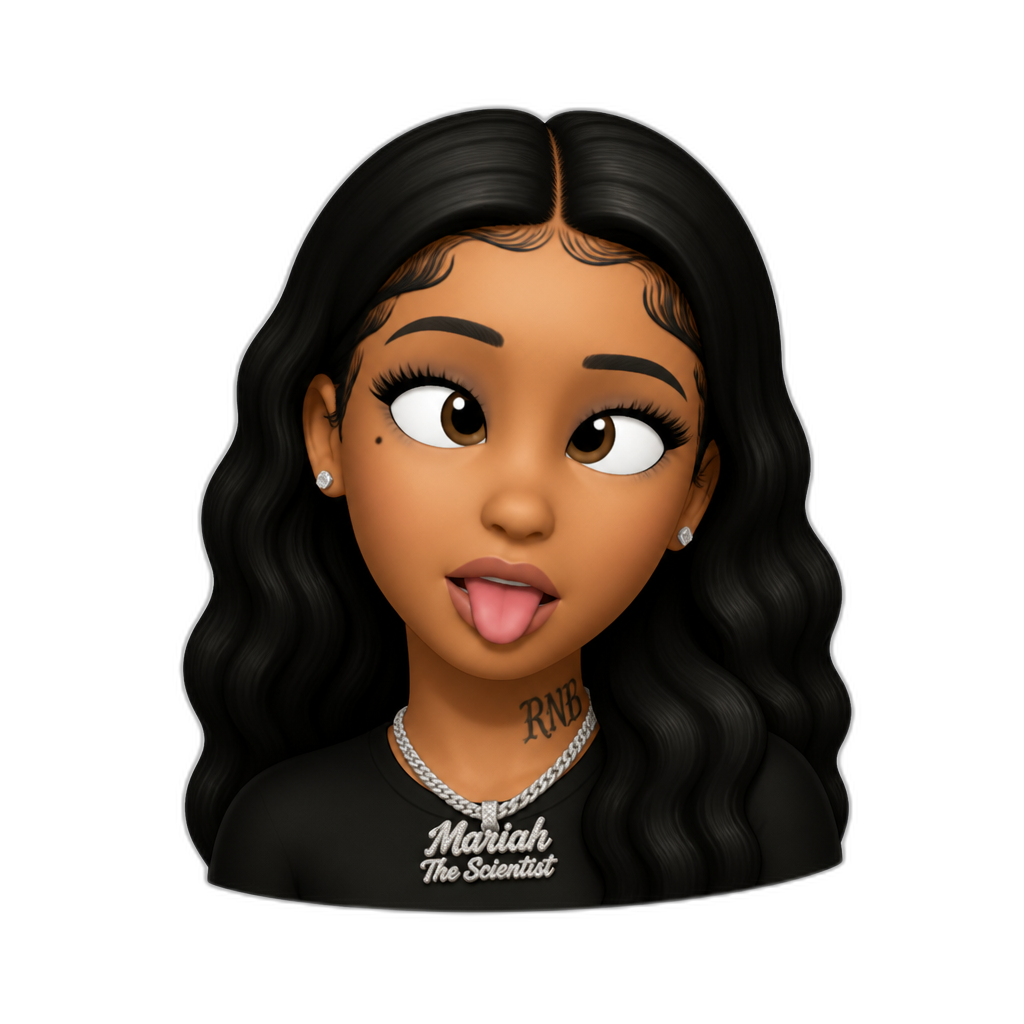 Mariah The Scientist with a derp face - AI generated emoji