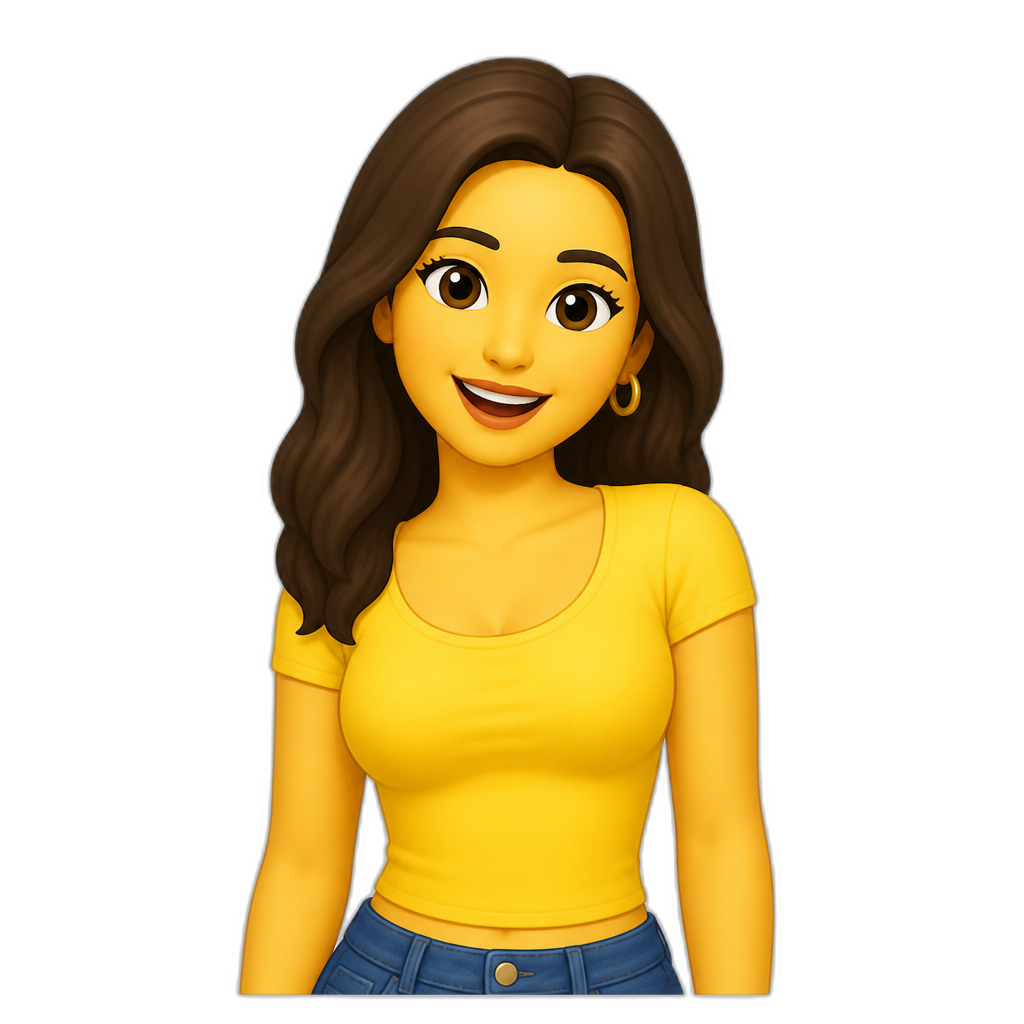 a woman with a yellow tight top - AI generated emoji