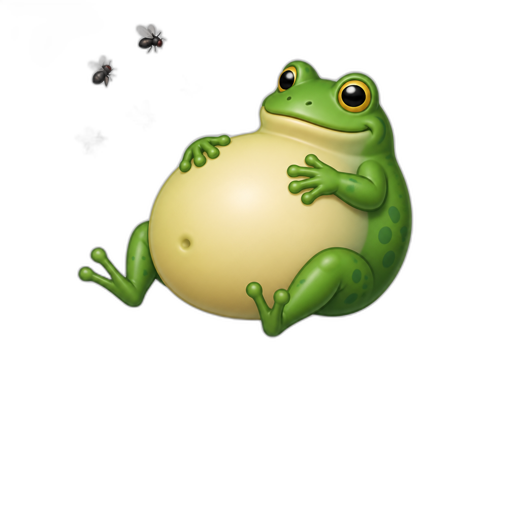 Frogs belly inflates after eating 6,567,234,120 pounds of flies - AI generated emoji