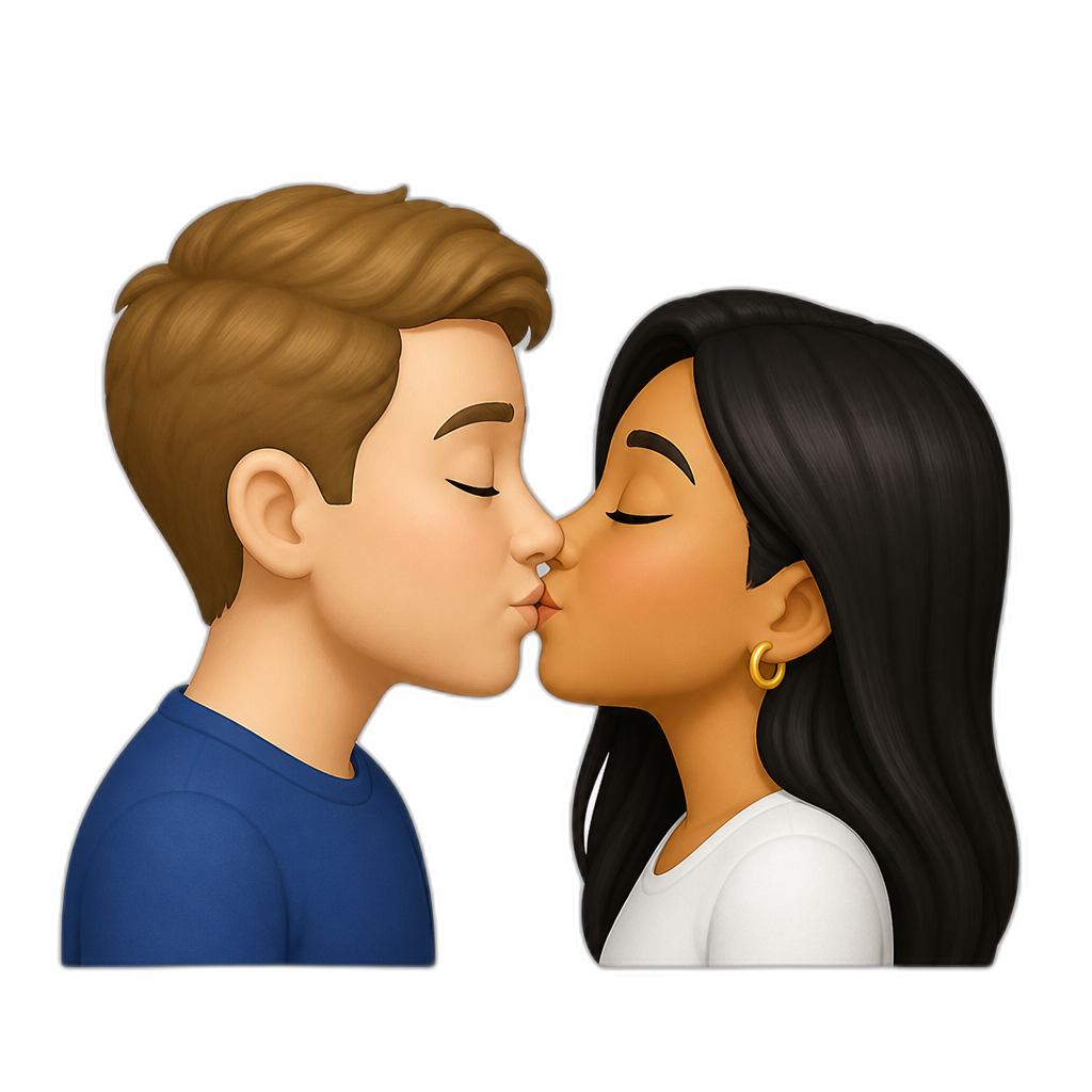 White guy and Filipino girl kissing - AI generated emoji