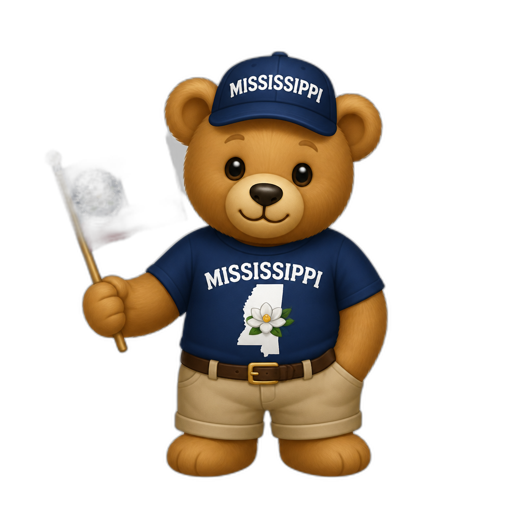 Create a Teddy bear who is a Mississippian - AI generated emoji