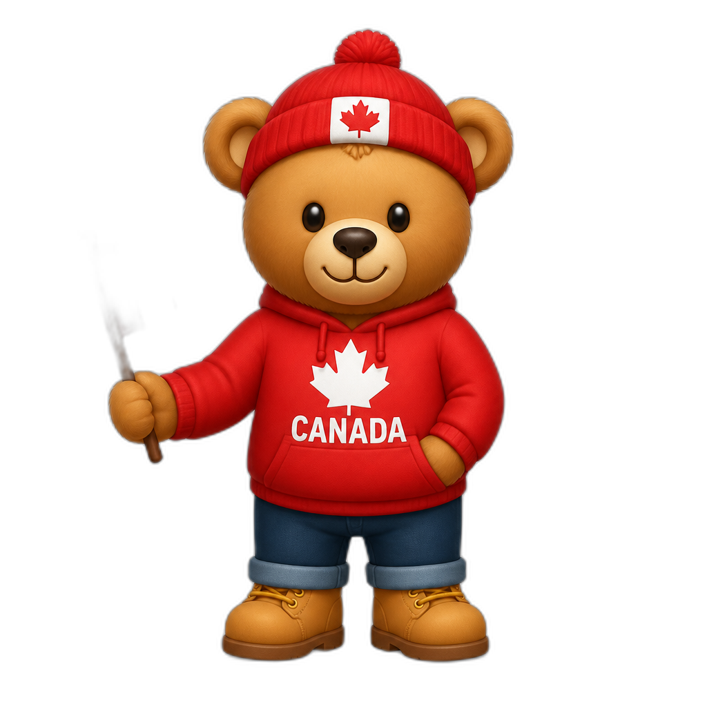 Create a standing Teddy bear who is a Canadian. FULL body - AI generated emoji
