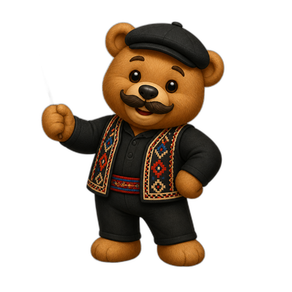 Create a any posing Teddy bear who is a stereotypical Armenian. any fur color - AI generated emoji