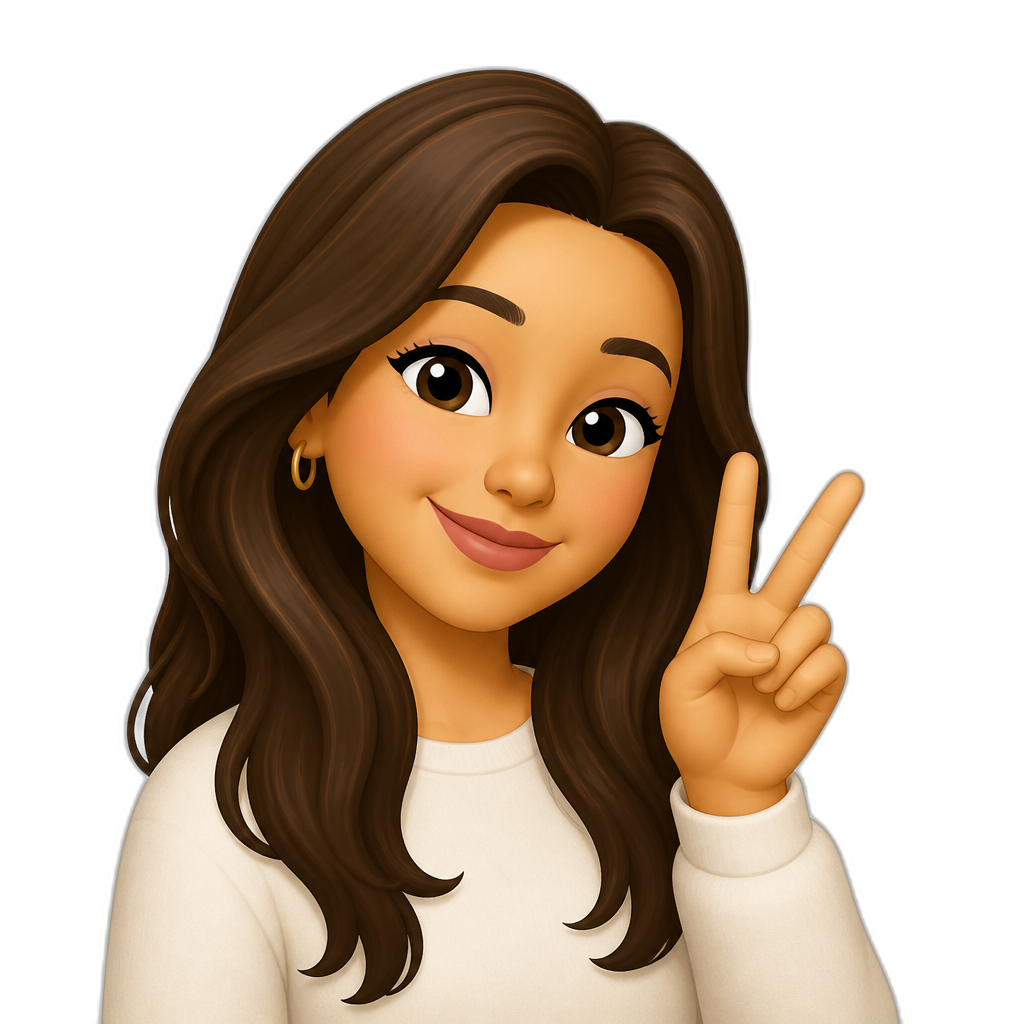 Beautyfull girl doing peace sign - AI generated emoji